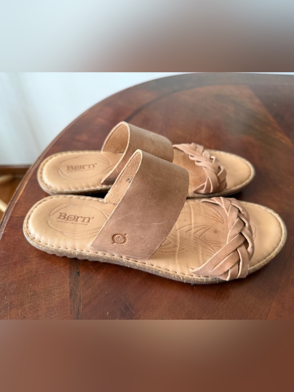 Born Morena Brown Leather Sandals Women’s Size 11 Slip On Shoes Slides